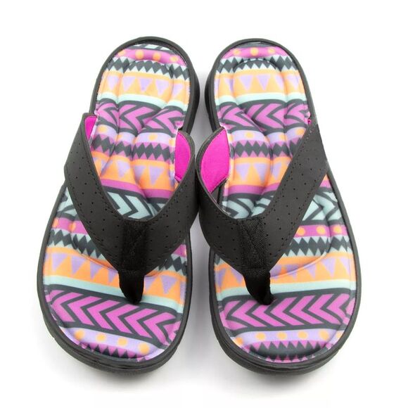 Canyon Sky Women's Memory Foam Flip Flop Sandals in Aztec Black, Size 6 - Picture 5 of 7